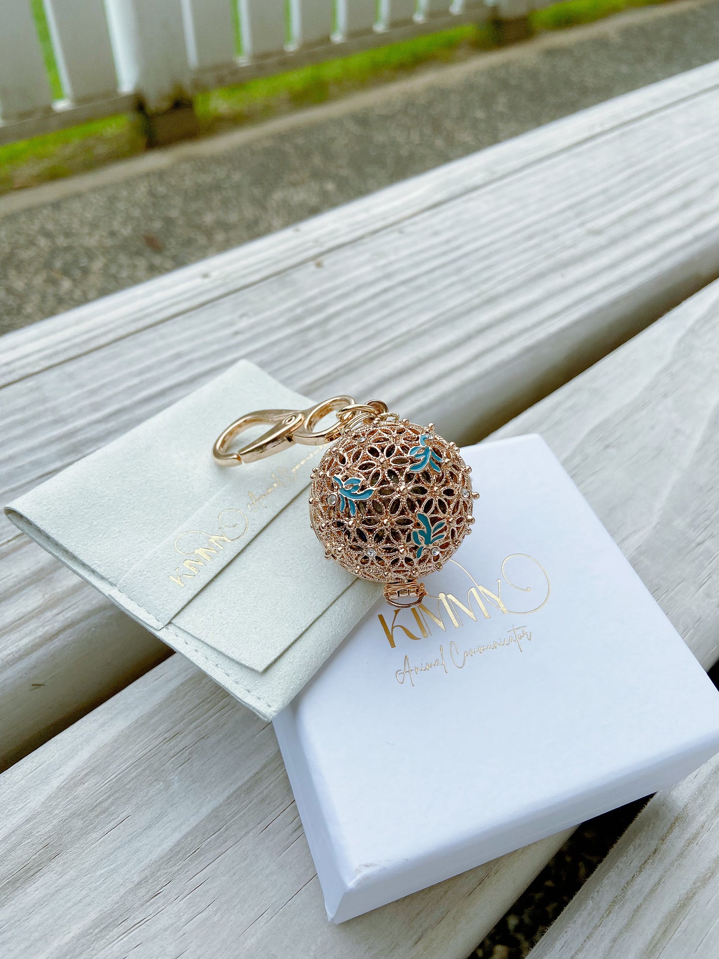 Personalized Orchid & Gold Lace Sphere Keychain | Premium Edition