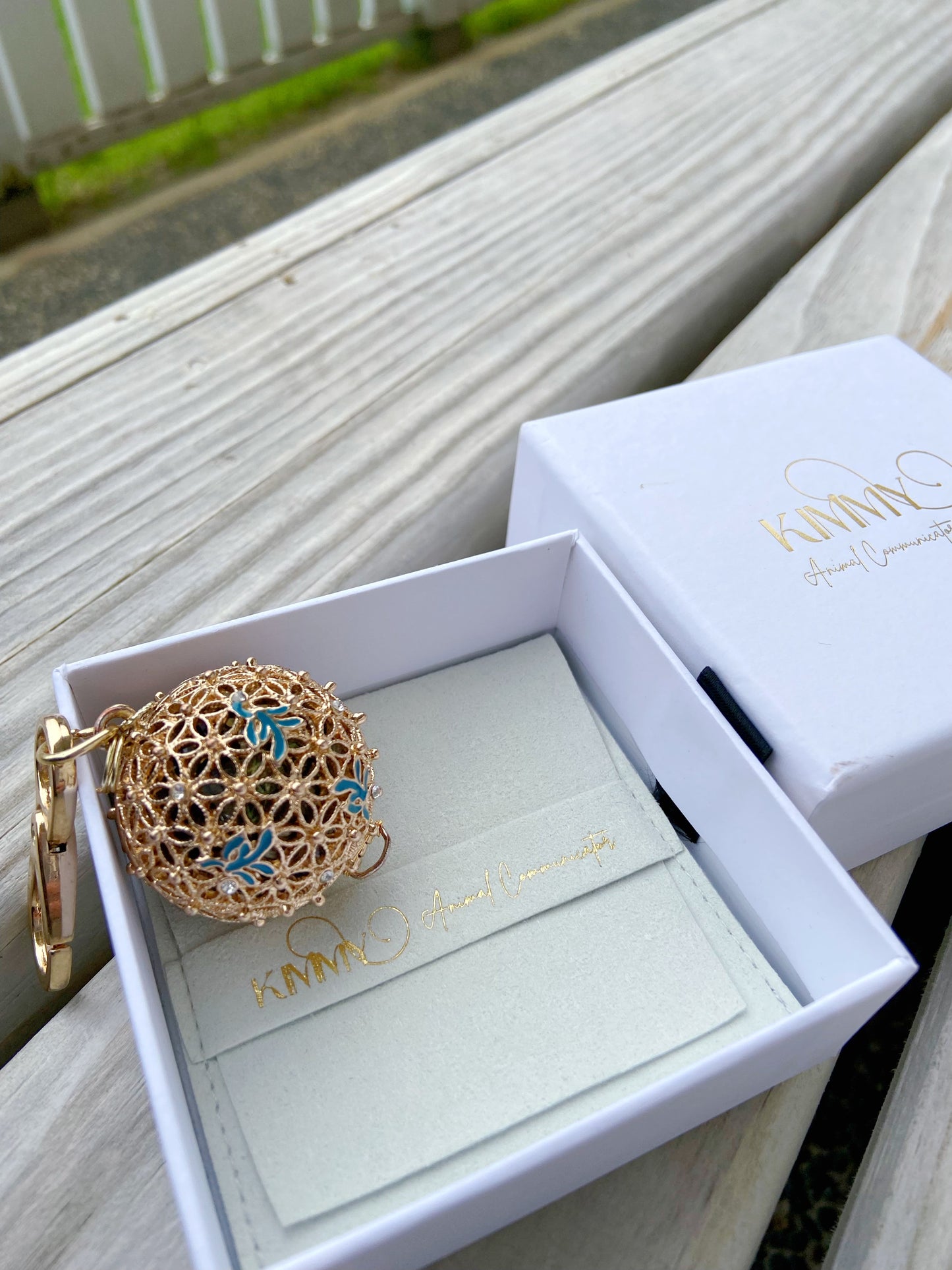 Personalized Orchid & Gold Lace Sphere Keychain | Premium Edition